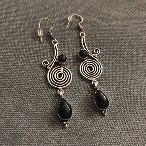 Jewelry - Sterling Silver and Amethyst Dangling Earrings